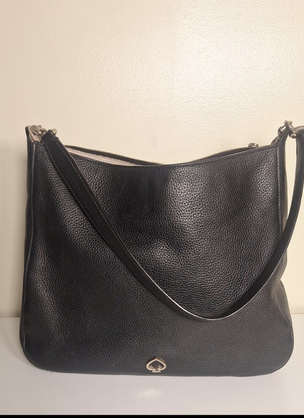 Kate Spade New York "Jackson" Pebbled Black Leather Medium Double Compartment Sh